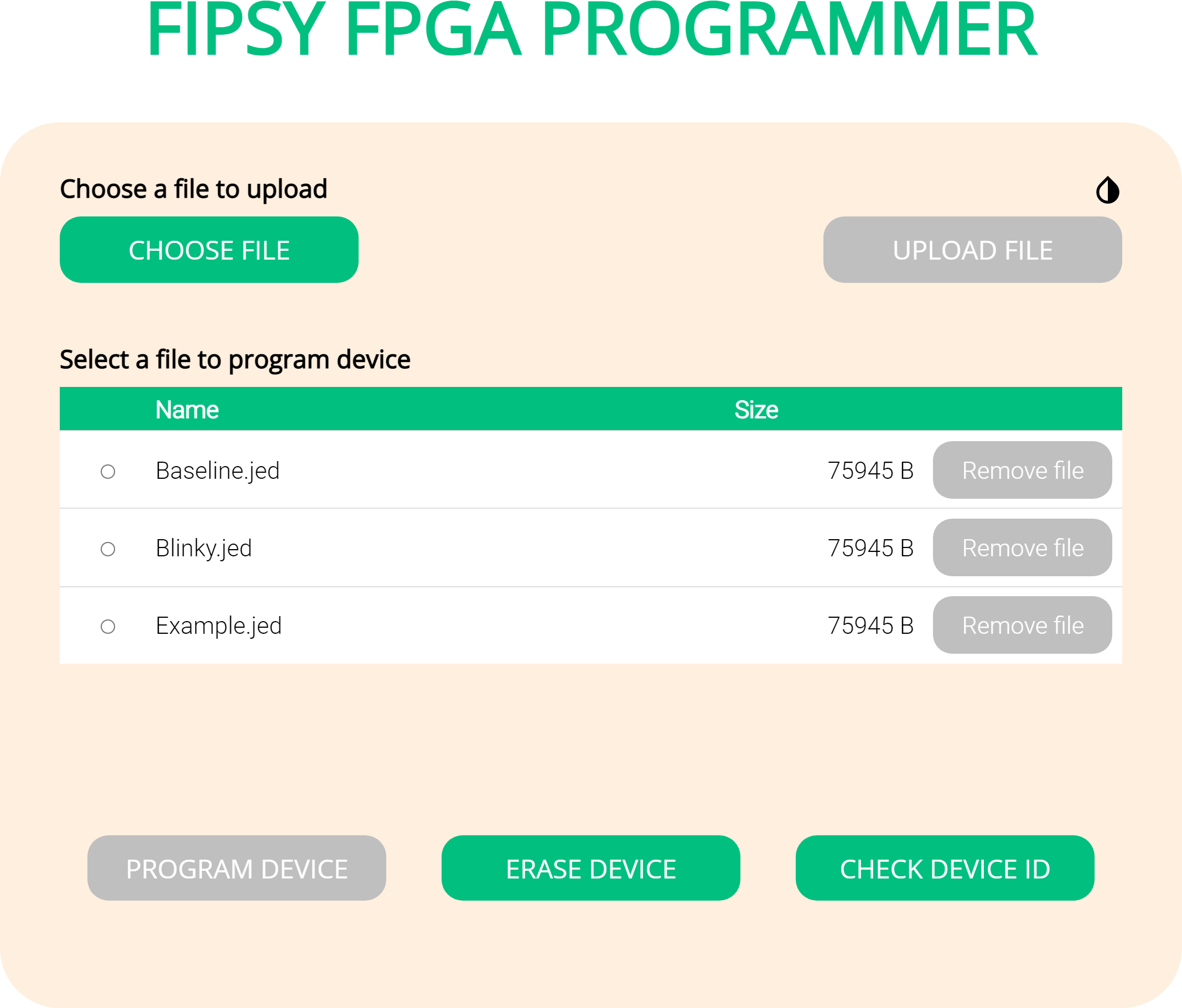 Fipsy FPGA programmer screenshot